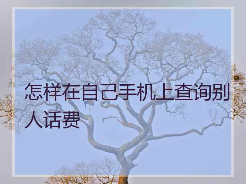 怎样在自己手机上查询别人话费 怎样在自己手机上查询别人话费