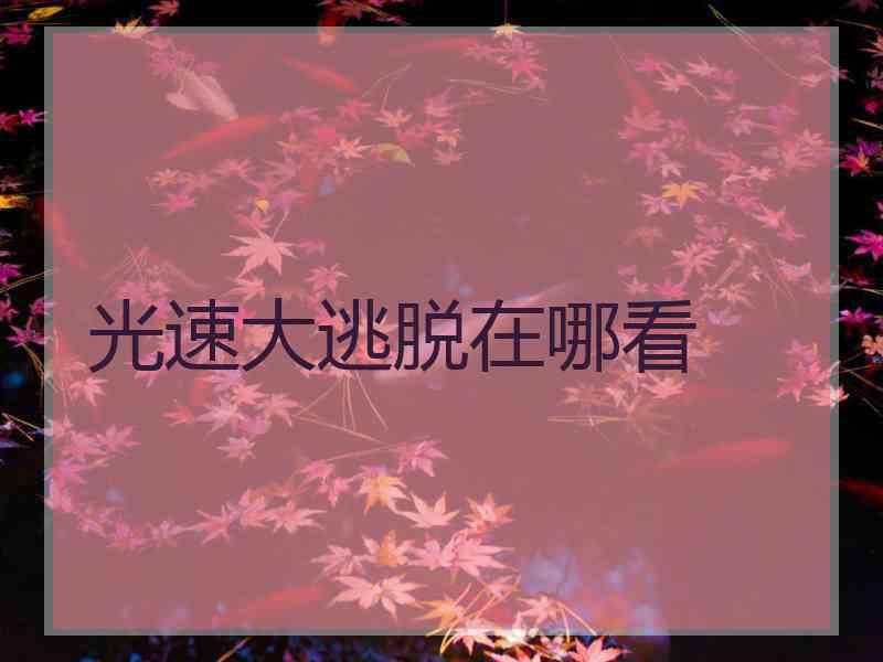 光速大逃脱在哪看 光速大逃脱在哪看