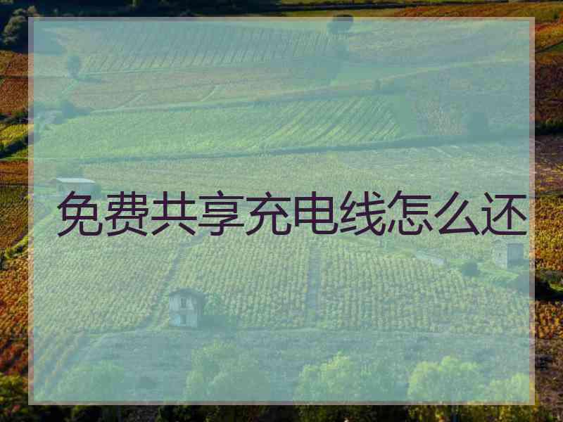 免费共享充电线怎么还 免费共享充电线怎么还