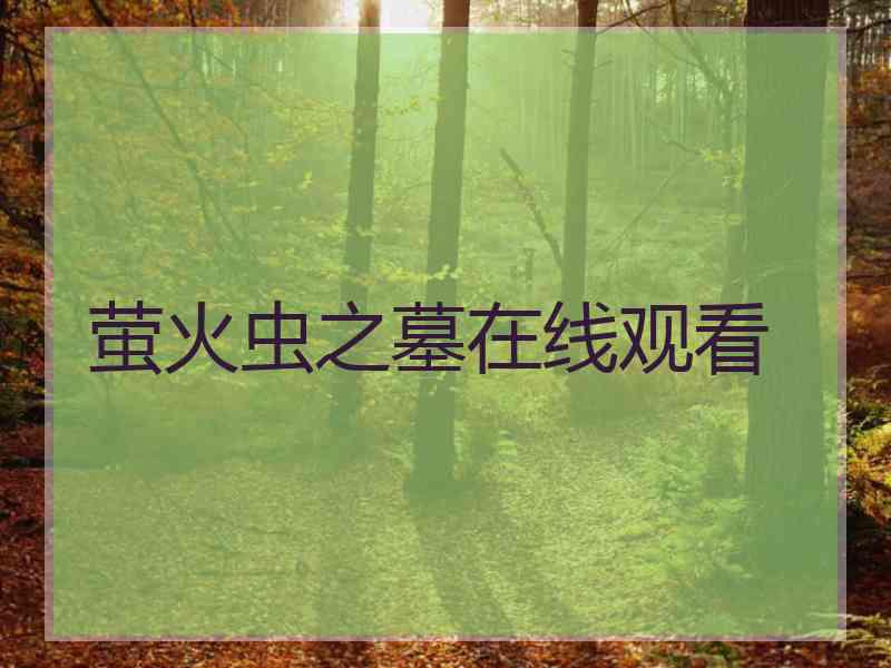 萤火虫之墓在线观看
