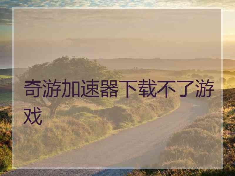奇游加速器下载不了游戏