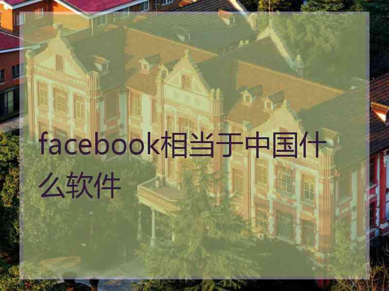 facebook相当于中国什么软件