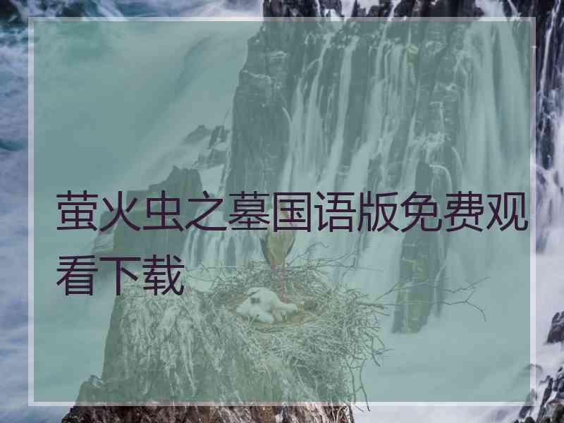 萤火虫之墓国语版免费观看下载