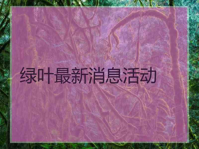 绿叶最新消息活动