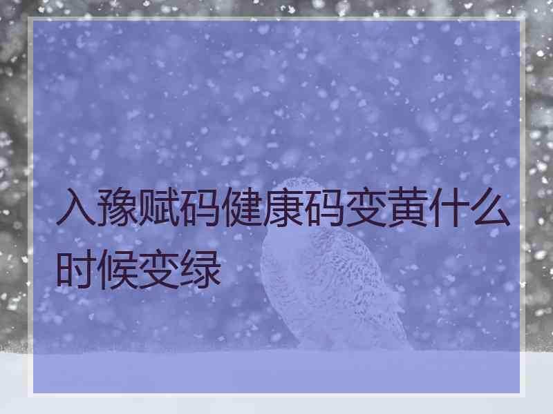 入豫赋码健康码变黄什么时候变绿