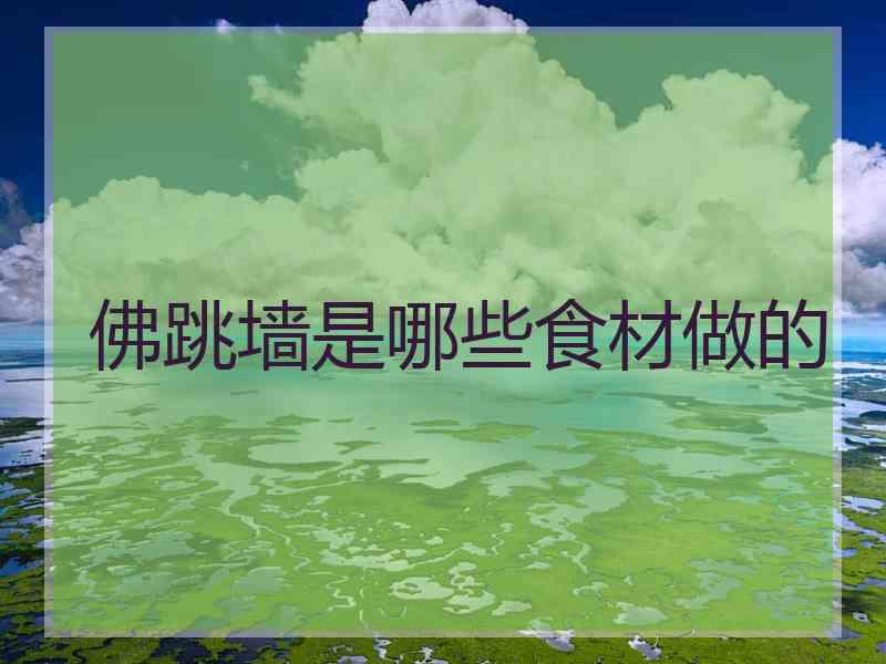 佛跳墙是哪些食材做的
