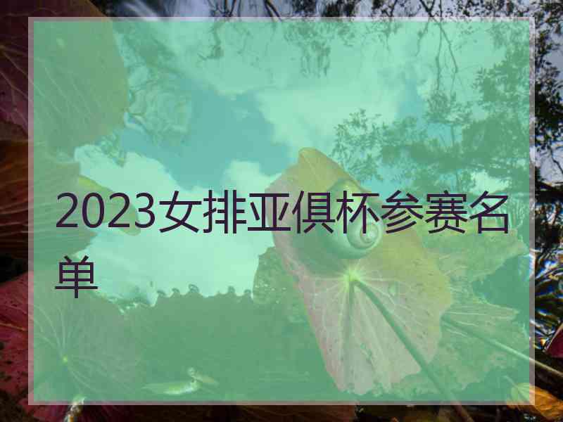2023女排亚俱杯参赛名单