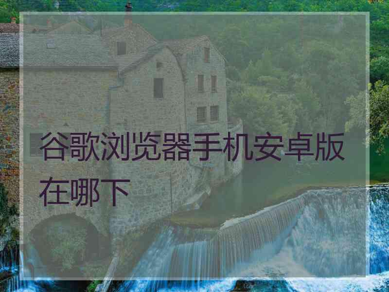 谷歌浏览器手机安卓版在哪下