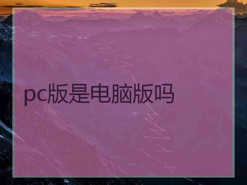 pc版是电脑版吗
