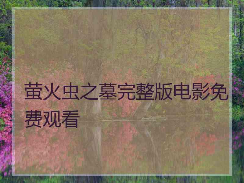 萤火虫之墓完整版电影免费观看