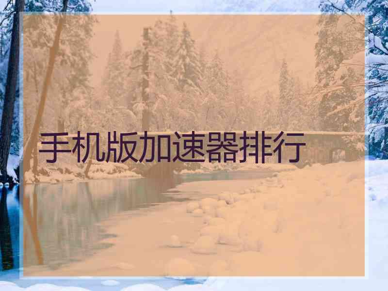手机版加速器排行
