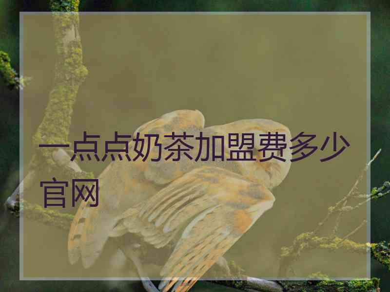 一点点奶茶加盟费多少官网