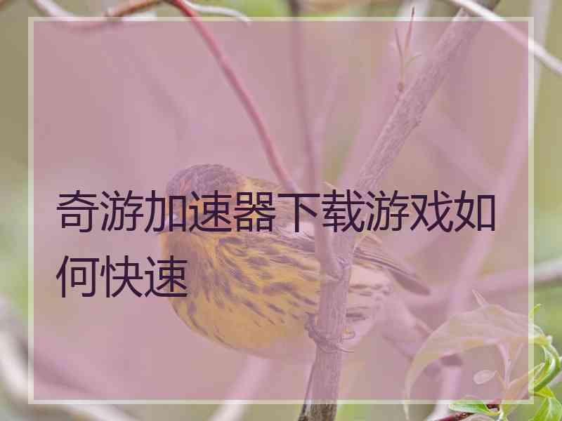 奇游加速器下载游戏如何快速
