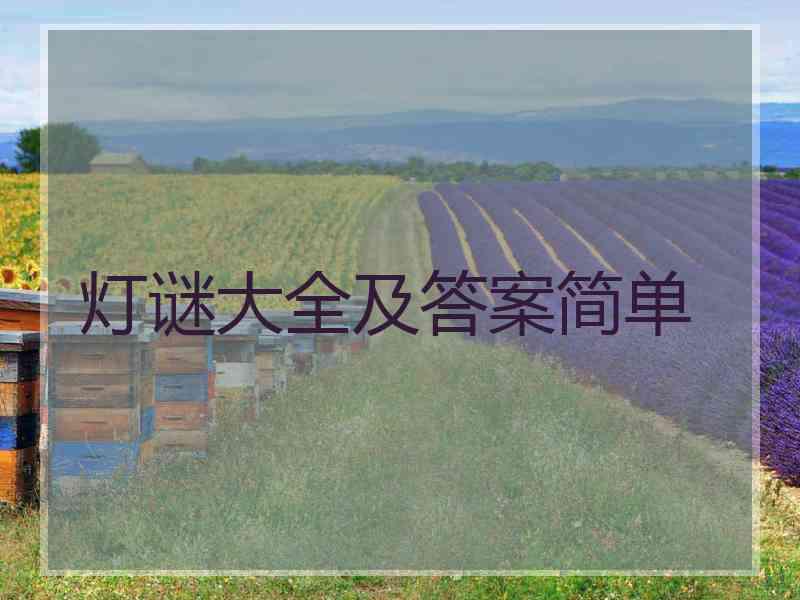 灯谜大全及答案简单