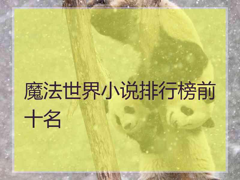 魔法世界小说排行榜前十名