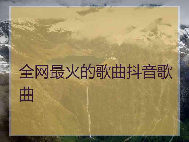 全网最火的歌曲抖音歌曲